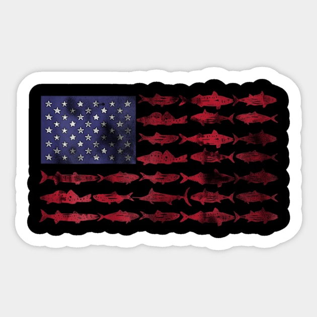 Vintage Usa Fish American Flag Fishing Gifts Sticker by Jannysingle